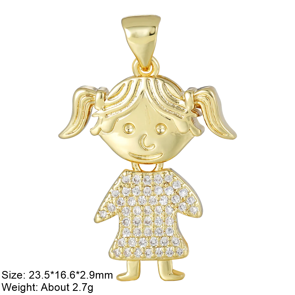 Juya 18K Real Gold Plated Animal Pendants Supplies Handmade Cubic Zirconia Cute Bear Charms For DIY Women Fashion Jewelry Making
